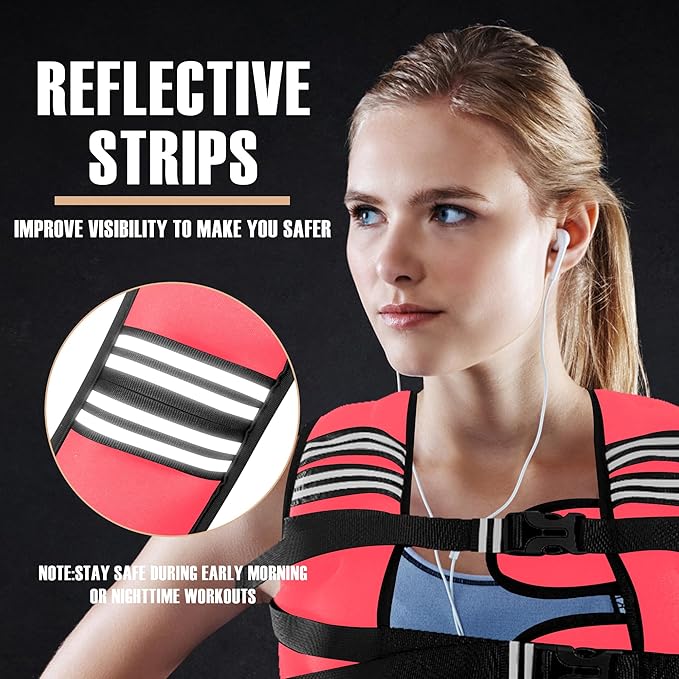 Weighted Vest Men or Women - 5/10/15/20/25/30lbs Weights with Reflective Stripe, Weighted Vest for Workout Equipment for Strength Training Running - Walking Weight Loss