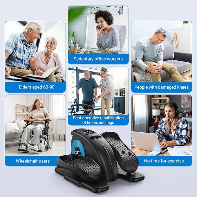 MERACH Under Desk Elliptical Machine, Elliptical Leg Exerciser As Seen On TV for Seniors Adults Fully Assembled, Elliptical Exercise Machine Portable Electric Pedal with Remote Control&12 Auto Mode