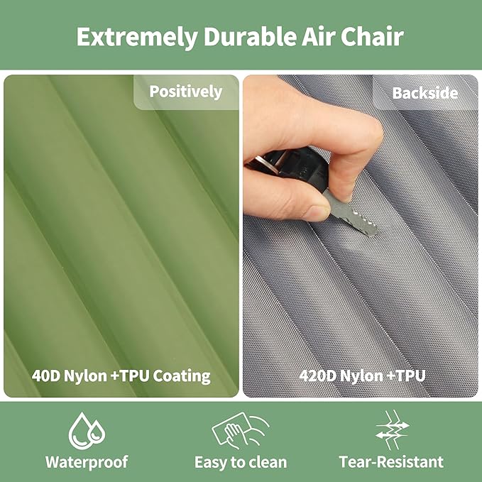 EULANT Lightweight Inflatable Folding Seats for Camping Chair with Back Support and Adjustable Straps,Foldable Bleacher Chairsfor Camping Hiking Sporting Events and Park