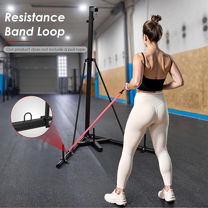 TLSUNNY 150 LBS Height Adjustable Punching Bag Stand W/Weighted Base, Heavy Duty Bag Stand, Steel Sandbag Rack Boxing Bag Stand, Free Standing for Home Gym Fitness, Stand Only