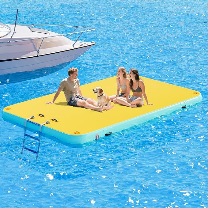 Specraft Inflatable Floating Dock, Non-Slip Air Dock Platform loating Island Raft with Rope Ladder for Pool Lake Beach Ocean