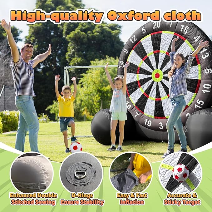 Inflatable Soccer Dart Board - Giant Outdoor Yard Game with Blower & Accessories for Fun