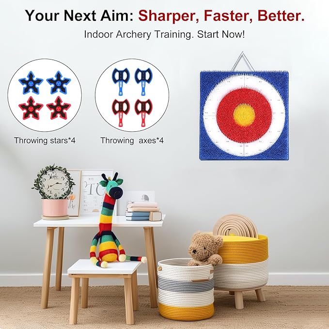 Axe Throwing Bristle Target with 8 Throwing Axes Set,Axe Throwing Game for Backyard, Indoor &Outdoor,Yard Games,Carnival Games