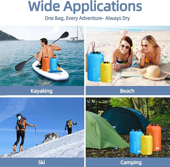 6PCS Dry Bags Waterproof, Lightweight Dry Bags for Kayaking Waterproof，Outdoor Waterproof Bag for Kayaking Hiking Boating Camping