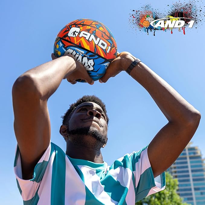 AND1 Chaos Rubber Basketball: Official Regulation Size 7 (29.5 inches) Rubber Basketball - Deep Channel Construction Streetball, Made for Indoor Outdoor