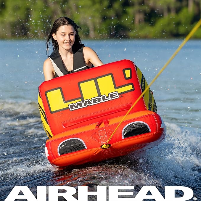 Airhead Mable Inflatable Towable Tube, 1-4 Rider Models, Dual Tow Points, Full Nylon Cover, EVA Foam Pads, Patented Speed Valve, Boat Tubes and Towables