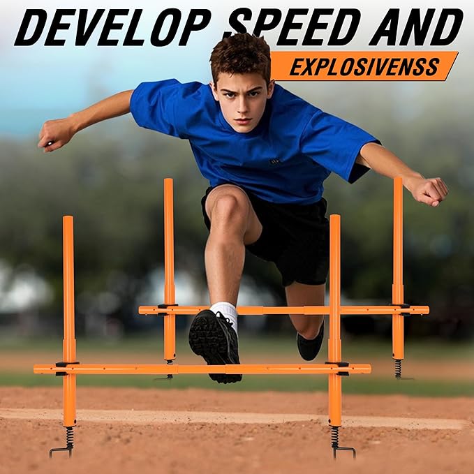 Hikeen Telescopic Length Soccer Poles Fixed & Collapsible Options Agility Training Hurdles and Football Obstacle for Teenager Soccer Training Outdoor Sports Speed Training Equipment