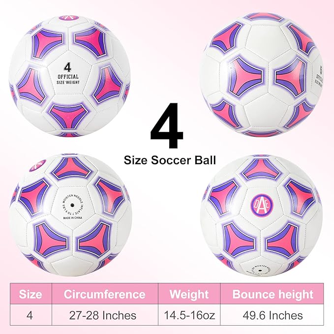 STEEFAN Pink Soccer Ball Full Size 3/4/5 for Kids Outdoor Play,Color Change Soccer Stuff with Official Size Ball Needles and Air Pump,Gift for Kid Teen Girl Junior,Indoor Outdoor Game Soccer Ball