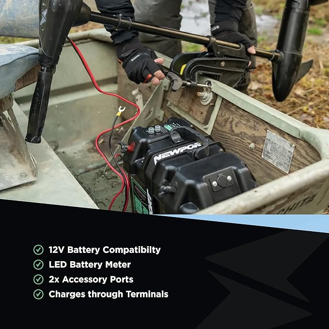 Newport Trolling Motor Smart Battery Box Power Center with USB and DC Ports, Medium