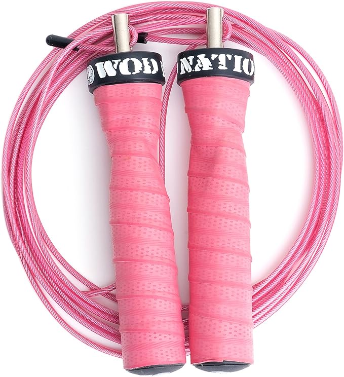 WOD Nation Attack Speed Jump Rope : Adjustable Jumping Ropes : Unique Two Cable Skipping Workout System : One Thick and One Light 11 Foot Cable : Perfect for Double Unders : Men and Women