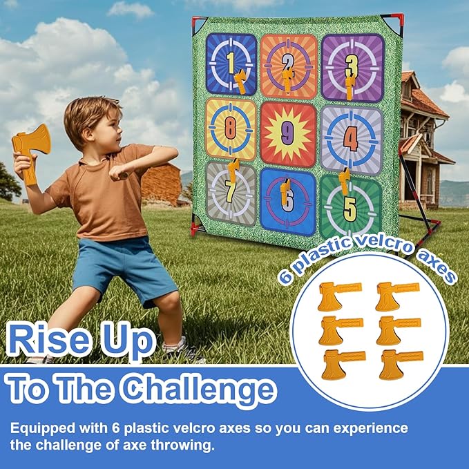 Soccer Games Set, 4-in-1 Carnival Games,-Battle Golf & Bean Bag Toss & Axe Throwing.Family Soccer Game with Various Accessories,Outdoor Games for Kids and Family