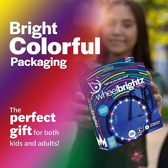 Brightz WheelBrightz LED Bike Wheel Lights - 2025 Edition with Superior Straps & LED-Weatherproof Shield! 14 Colors - Unmatched Durability, Visibility & 48+ Hours of Dazzling Illumination