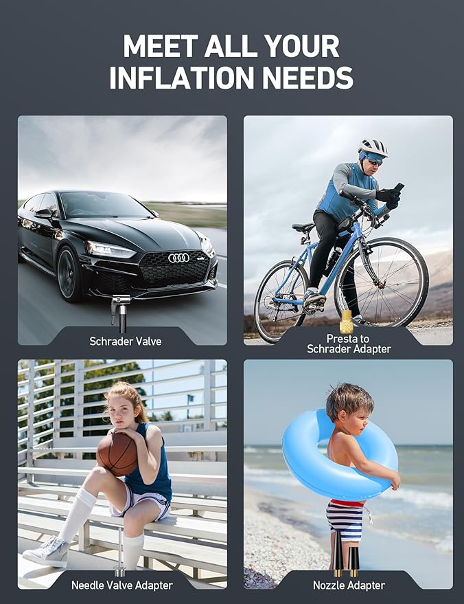 AstroAI S1 Tire Inflator Portable Air Compressor 12V DC, Digital Car Tire Pump 150 PSI, Preset Tire Pressure & Auto Shutoff, Electric Air Pump for Car Tires, Motorcycles, Bicycles, Other Inflatables