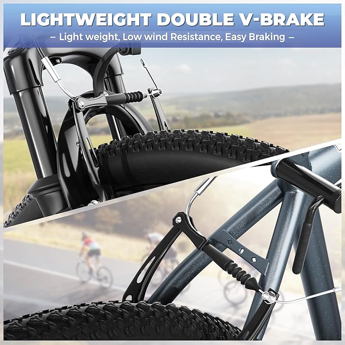 26" Mountain Bike - 1/7-Speed Lightweight High-Carbon Steel Frame, V Brakes & Front Suspension - Adjustable Ergonomic Seat for Men & Women(Quick Assembly, Multiple Colors)