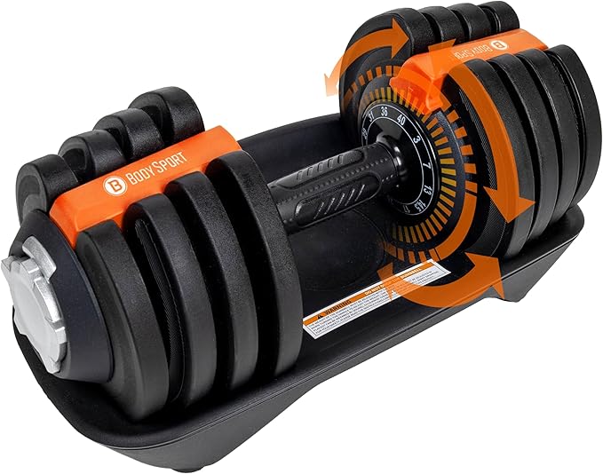 BodySport 40 Pound Adjustable Dumbbells – Includes 12 Free Weights, Ranging from 3 to 40 Pounds, Ideal for Home Gym Workouts and Weight Training