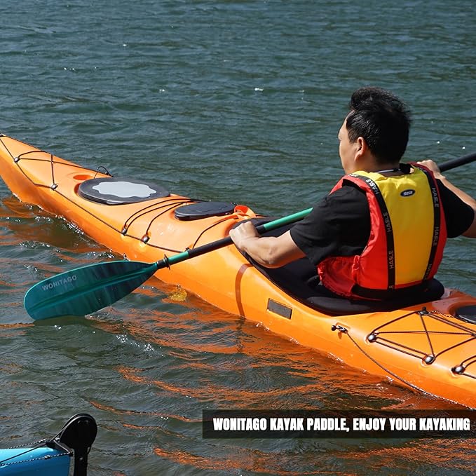Kayak Paddle with Aluminum Shaft and Reinforced PP Blade, Floating Kayak Oar for Kayaking Canoeing and Boating, 220 cm/86 inches - 230 cm/90 inches