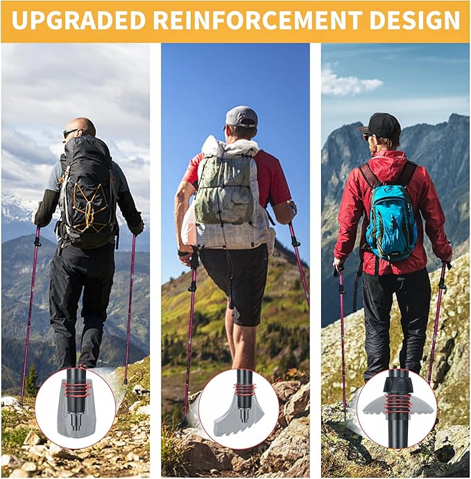Covacure Hiking Poles Collapsible Trekking Poles - Aluminum Alloy 7075 Walking Sticks for Hiking with Telescopic & Foldable Tri-fold Design Hiking Gear for Women Men, Hiking, Camping, Climbing