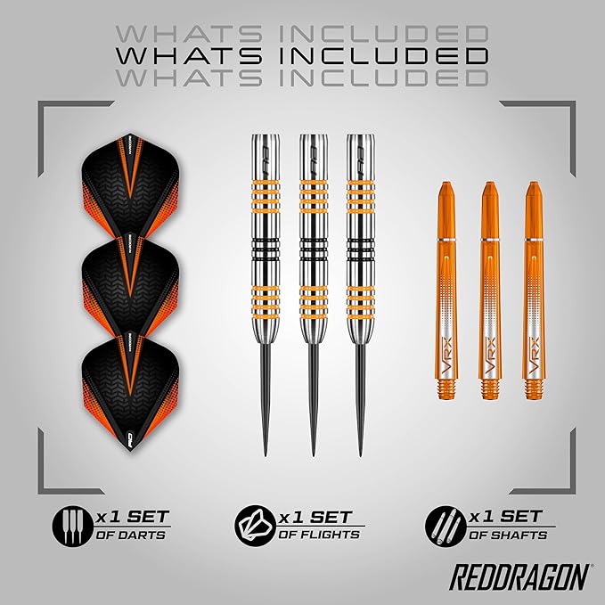RED DRAGON Amberjack Series Darts Set with Flights and Shafts (Stems)