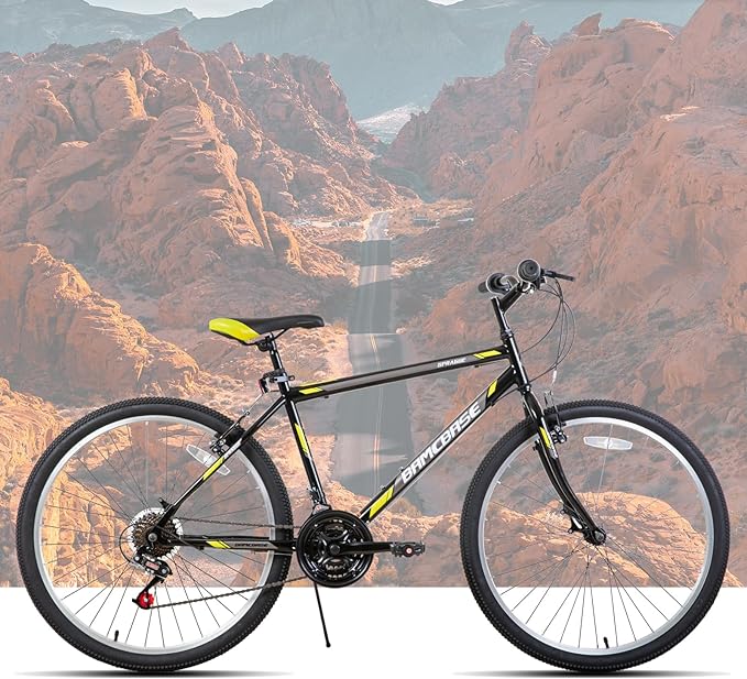 HH HILAND 24 26 inch Mountain Bike for Men Women, 21 Speeds High-Carbon Steel Frame, Sport Cycling MTB Bicycle for Adult