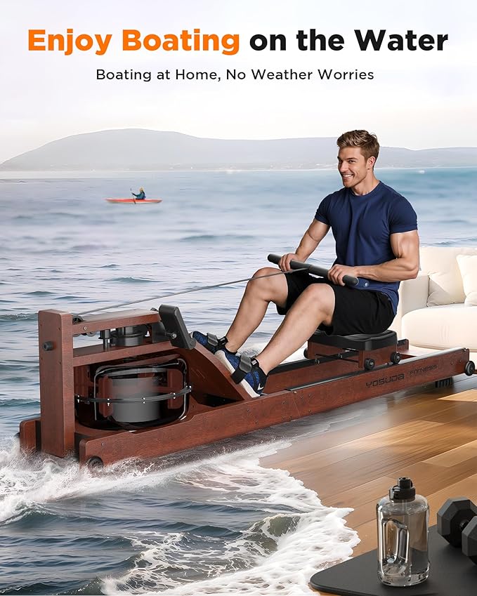 YOSUDA Water Rowing Machines for Home Use- Foldable Rower Machine 400LBS Weight Capacity with Dedicated Monitor & Bluetooth APP, Comfortable Seat
