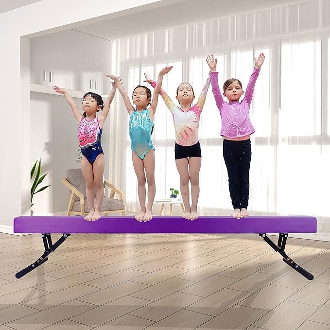 Adjustable Balance Beam Gymnastics Beam 8 FT Adjustable Height Beams for Kids, High and Low Floor Beams,Gymnastics Equipment for Kids Adults Training at Home and Gym Center