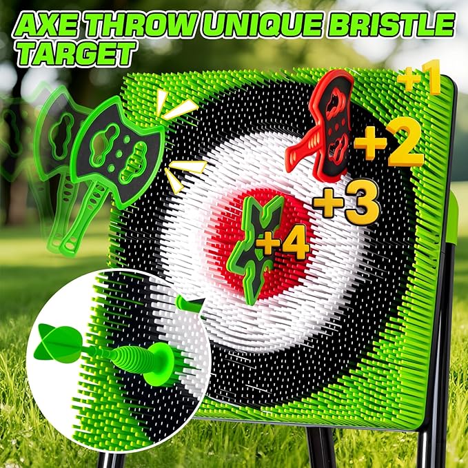 Axe Throwing Target Game for Backyard with 8 Throwing Axes Set,Indoor &Outdoor Activities for Kids,Hunting Games for Family, Birthday Gift for Boys Girl, Carnival Games
