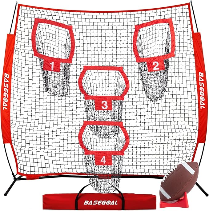 8ft Football Nets with 4 Target Pockets for Improving Accuracy Throwing