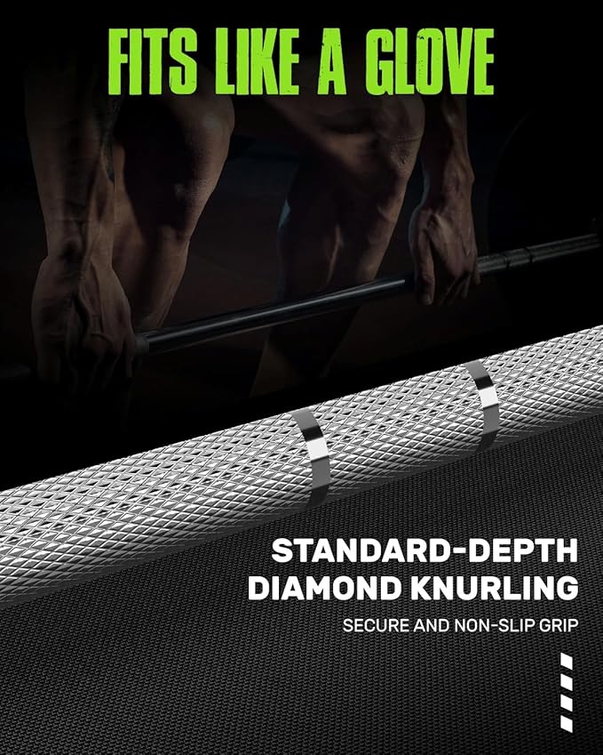 PB01 7FT Olympic Barbell, Weight Bar with Knurled Grip, 1000lb Capacity Strength Training Deadlift Bar for Squat, Weightlifting, Bench Press, Fits 2-inch Standard Weight Plates