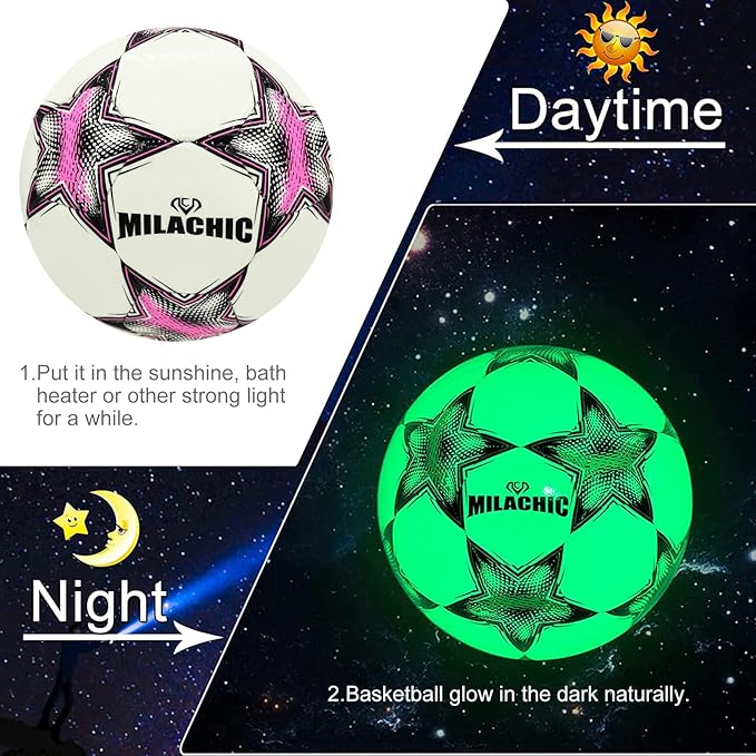 Soccer Ball, Glow in The Dark Soccer Ball Size 3/4/ 5 with Pump, Glowing Luminious Soccer Balls Gifts for Teens, Youth, Men, Women Indoor-Outdoor Soccer Training