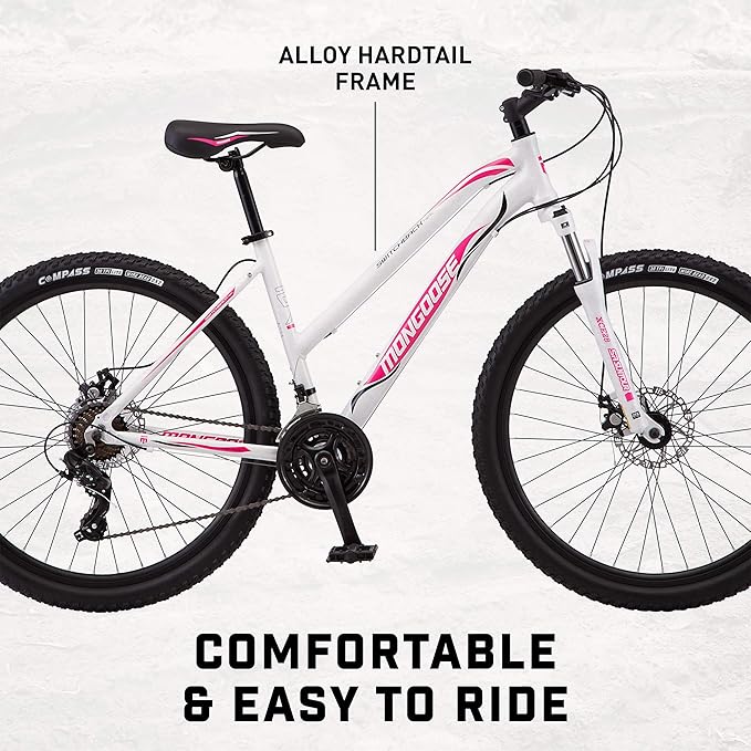 Mongoose Switchback Comp Expert Sport Trail Mountain Bike for Adult Men Women, 16/18/21-Speed Options, 27.5-Inch Wheels, Disc Brakes, Small Medium or Large Aluminum Frames, Hardtail Bicycles