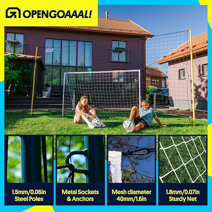 Soccer Goals & Soccer Backstop Net with Rebounder - All-in-One Backyard Net - Sports & Outdoors Soccer Goal for Volley, Passing, Solo Training