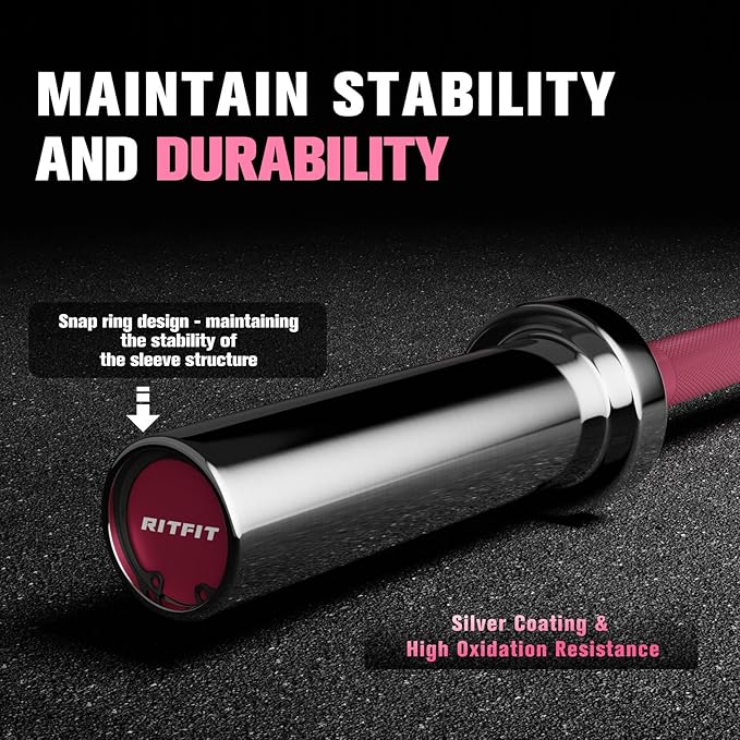 RITFIT Pink Weight Plates, 2 Inch Olympic Barbell Weight Plate, Bumper Plates With Steel Insert, Pink Weights for Gym and Home