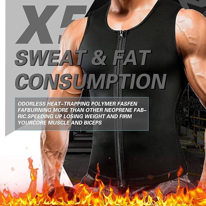 Sauna Sweat Suits Shirt Vest Waist Trainer for Men Compression Workout Shapewear Excersize Gym Clothes Working Out