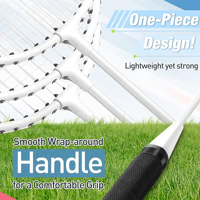 6 Packs Badminton Rackets Set Include 6 Lightweight Rackets 12 Nylon Plastic Shuttlecocks 3 Carrying Bags for Summer Outdoor Backyard Games Sports Beginners Adults