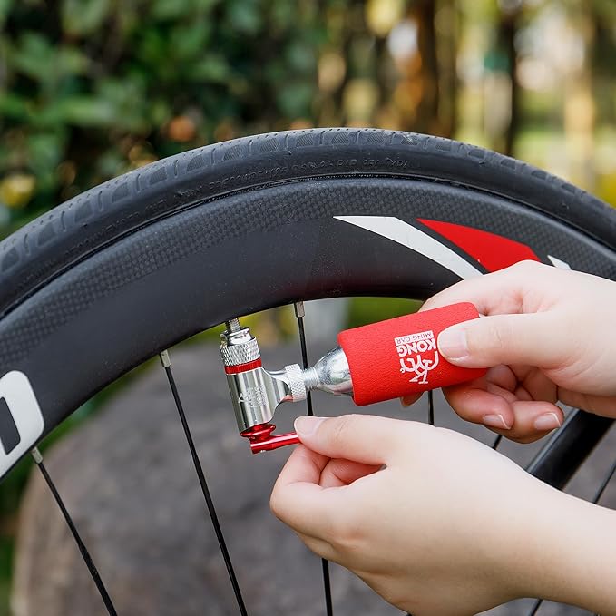 CO2 Inflator Kits with 6 X 16g / 25g CO2 Threaded Cartridges for Bike Tires, Presta and Schrader Valve Compatible, CO2 Bike Tire Pump for Mountain and Road Bicycles