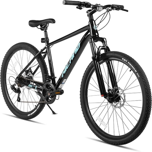 HILAND 26 Inch Mens and Womens Mountain Bike,21 Speed Mountain Bicycle with Dual Disc Brake, Front Suspension Fork, High Carbon Steel Frame Urban Commuter Bike for Adults