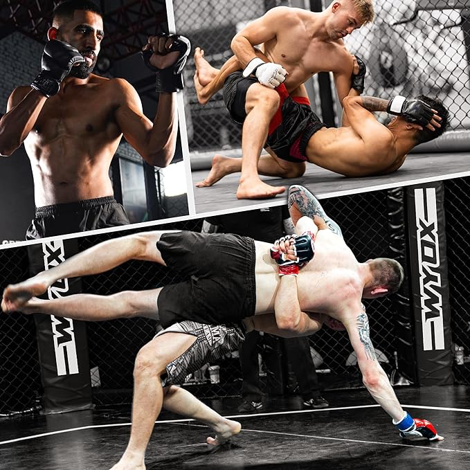 WYOX MMA Gloves for Men & Women – Grappling & Sparring Boxing Gloves with Open Palm Design, Padded Fingerless Training Gloves for Kickboxing, Muay Thai, Youth & Heavy Bag Workouts