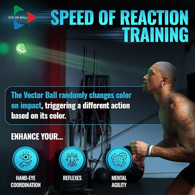 Vector Ball S Neuro-Visual Reaction Ball for Improving Sports Quickness, Focus, Agility, Speed, Hand Eye Coordination - Waterproof, Impact Color-Changing Reflex Trainer - Cognitive Training Tool