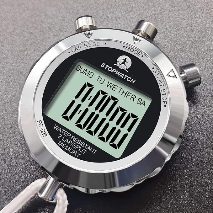 Stopwatch, Metal Stop Watch for Sports 10/100/400 Laps, Stopwatches Timer for Coach Sports Running with 0.01second & 0.001second Timing, Conutdown, Alarm