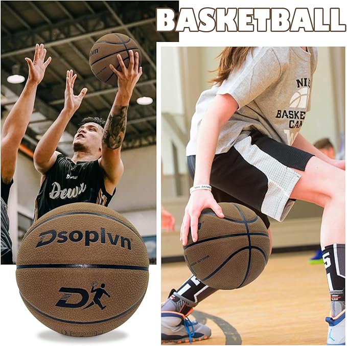 Size 7 Basketball Official Game Ball- Non-Slip,Wear-Resistant,High Bounce,29.5 Inch Indoor/Outdoor Leather Basketballs for Men & Youth, Perfect Grip & All-Weather Performance