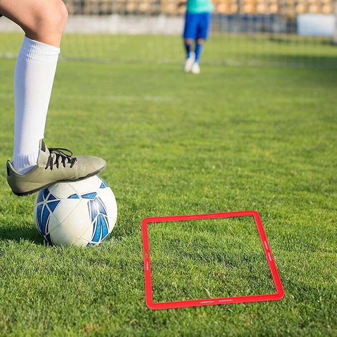 POPETPOP Square Agility Rings, 6pcs Speed Rings, Youth Agility Footwork Training Speed Hurdles Ladder Fitness Equipment Sport Workout Home Gym