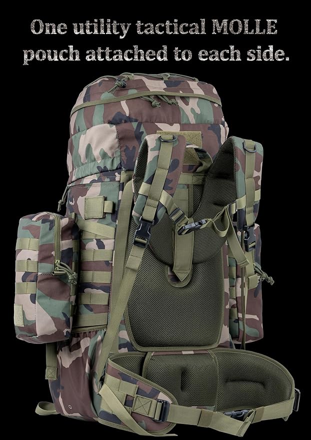 75L Large Tactical Backpack Military Ruchsack with Internal Frame, MOLLE, and Hydration System for Camping Backpacking Hiking