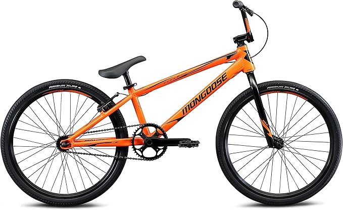 Mongoose Title Pro or Elite BMX Race Bike with 20 or 24-Inch Wheels in Red, Orange, or Black, Beginner or Returning Riders, Featuring Lightweight Tectonic T1 Aluminum Frame and Internal Cable Routing