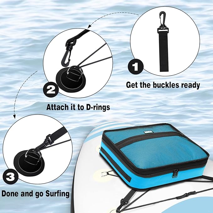 Paddle Board Cooler Bag, Waterproof Surf Sup Deck Cooler Bag Insulated Leakproof 10 Cans, Sup Paddle Board Accessories Bag for Stand Up Paddleboard and Kayak