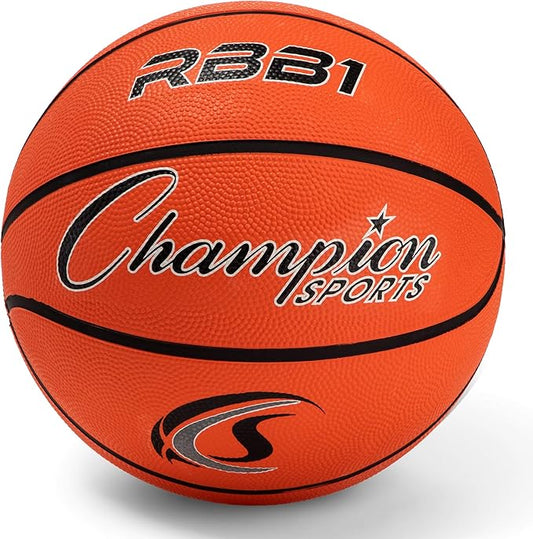 Champion Sports Rubber Basketballs – Heavy Duty Pro-Style, Indoor/Outdoor Use, Premium Basketball Equipment for Physical Education, Various Sizes & Colors (Size 3, 5, 6, 7)