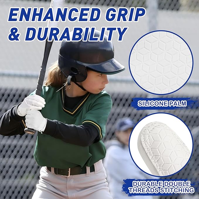 HLDD HANDLANDY Batting Gloves – Durable Grip, Breathable Baseball Softball Gloves for Adults Youth Kids – Gift for Players