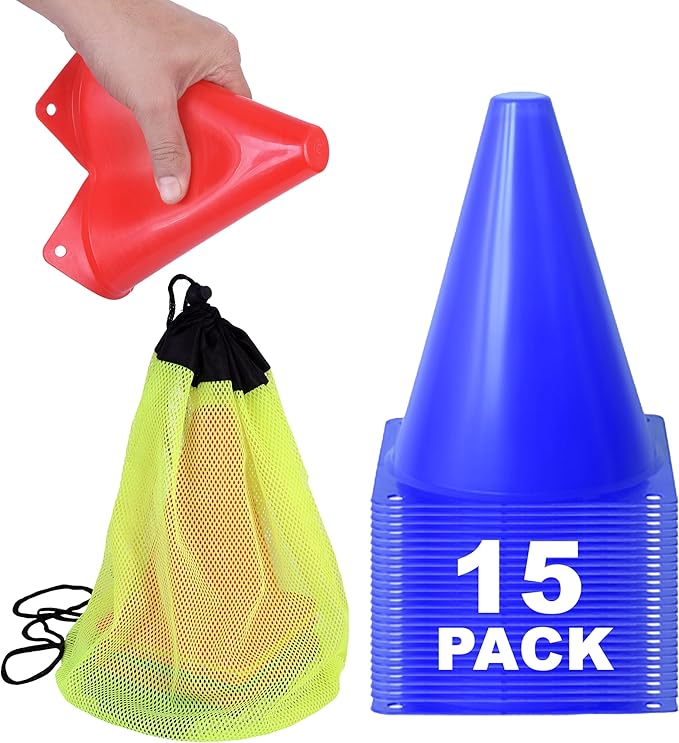 Cones for Sports Training, 7 Inches Tall & Visible, Durable and Easy to Handle Sports Cones, Ideal for All Kinds of Training Cones Activities and Field Practice Sport