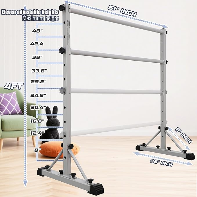 Adjustable Ballet Barre,Portable Dance bar,Fitness Equipment for Dance & Balance Excercise,Super Sturdy for Balance Workout,Weight Limit 250 LBS
