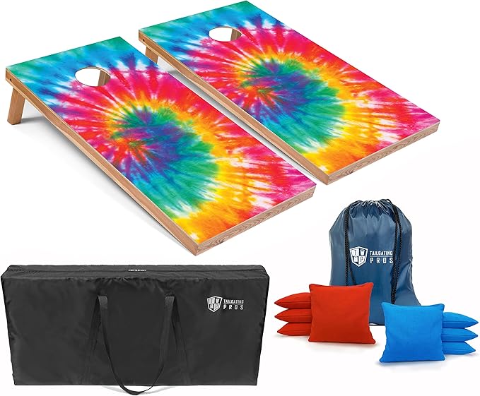 Tailgating Pros Cornhole Board Set w/Bean Bags and Carrying Case - 4'x2' Corn Hole Toss - Tournament and Lightweight Options - Optional LED Lights