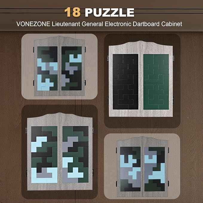 Lieutenant General Electronic Dartboard Cabinet,18 Puzzle Cabinet,Electronic Dartboard for Adult,34 Games 355 Variations with 12 Soft Tip Darts,Dartboard Cabinet for Game Rooms (Orange)